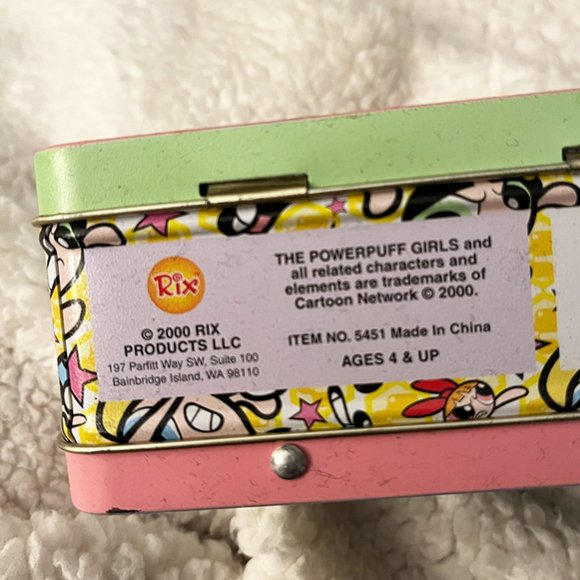 POWERPUFF GIRLS Mini Metal Lunchbox Purse w/ strap circa 2000 / 5.5" x 4" x 2.5" - Picture 5 of 5